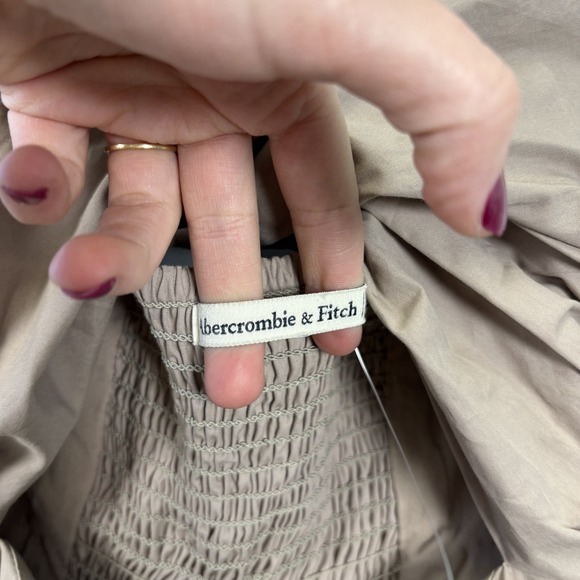 Abercrombie Fitch Tan Twist Front Smocked Back Maxi Dress Women's Medium - Picture 11 of 15